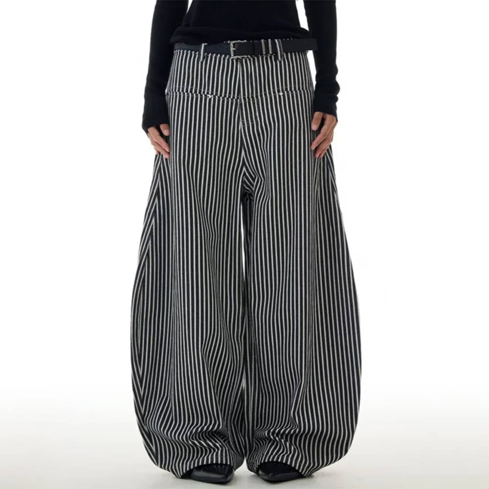 dark academia stripe wide leg pants boogzel clothing