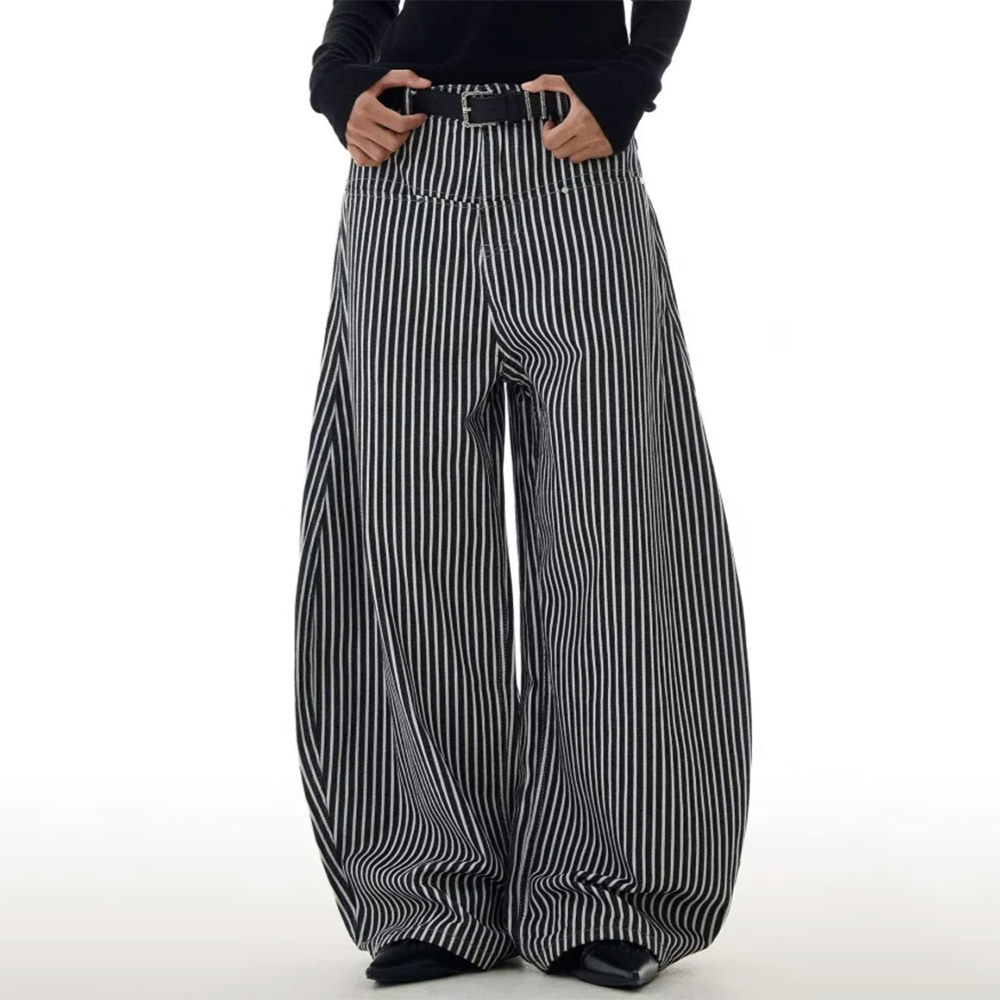 dark academia stripe wide leg pants boogzel clothing