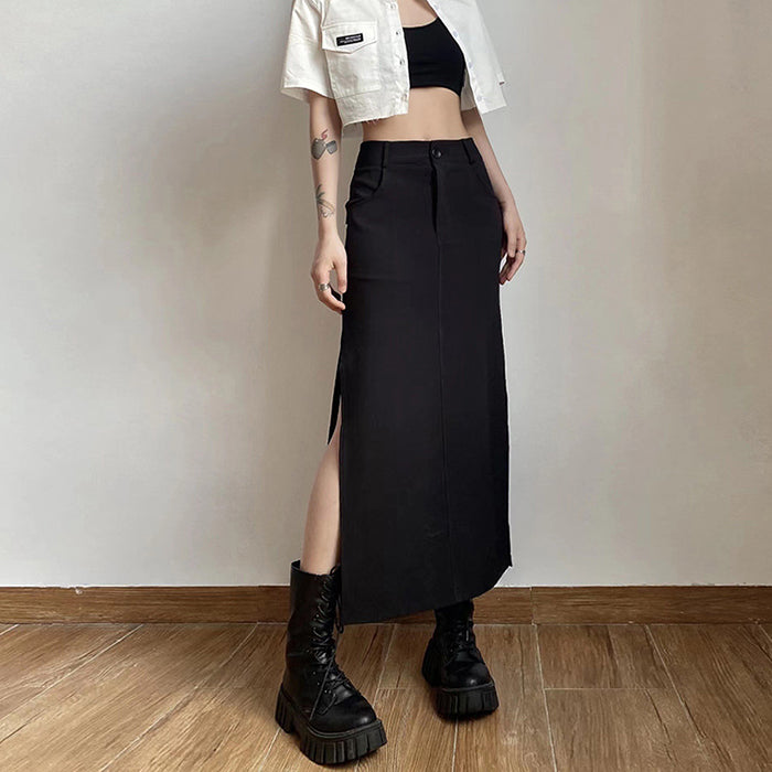 dark grunge aesthetic long skirt boogzel clothing
