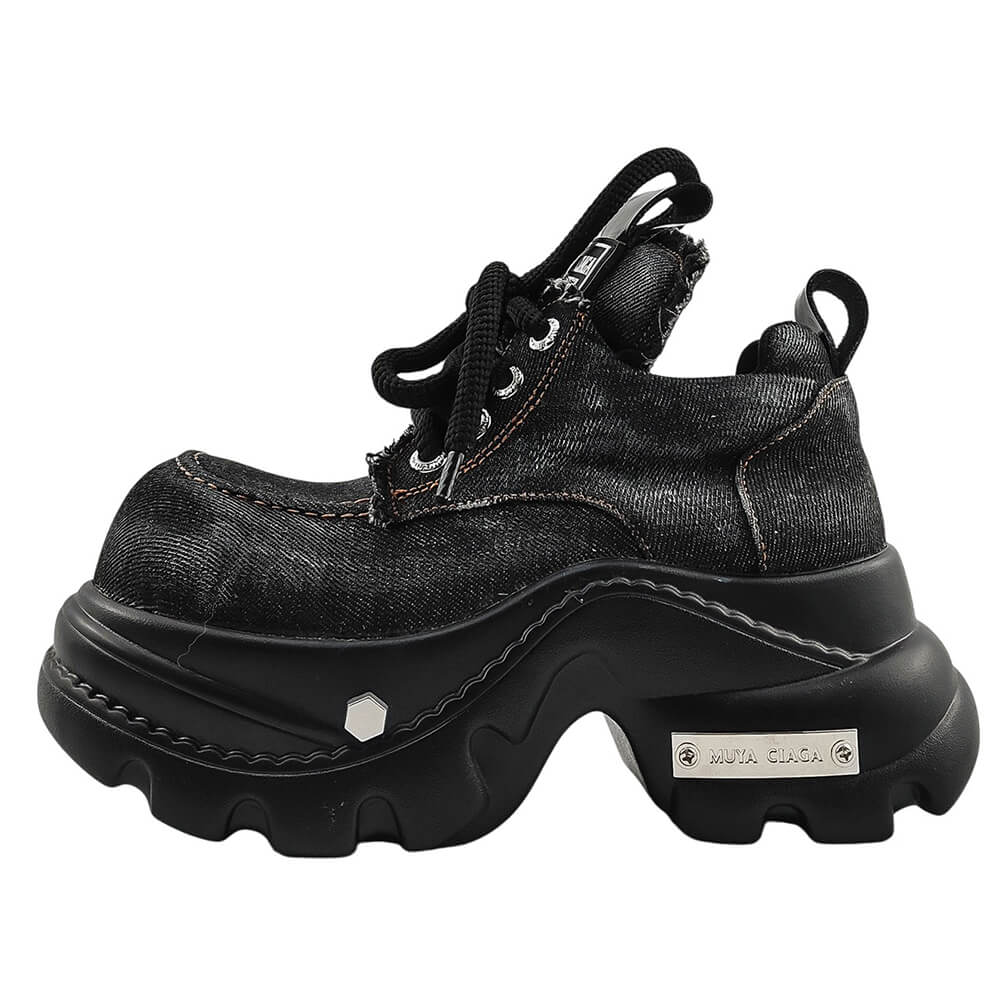 denim chunky platform boots boogzel clothing