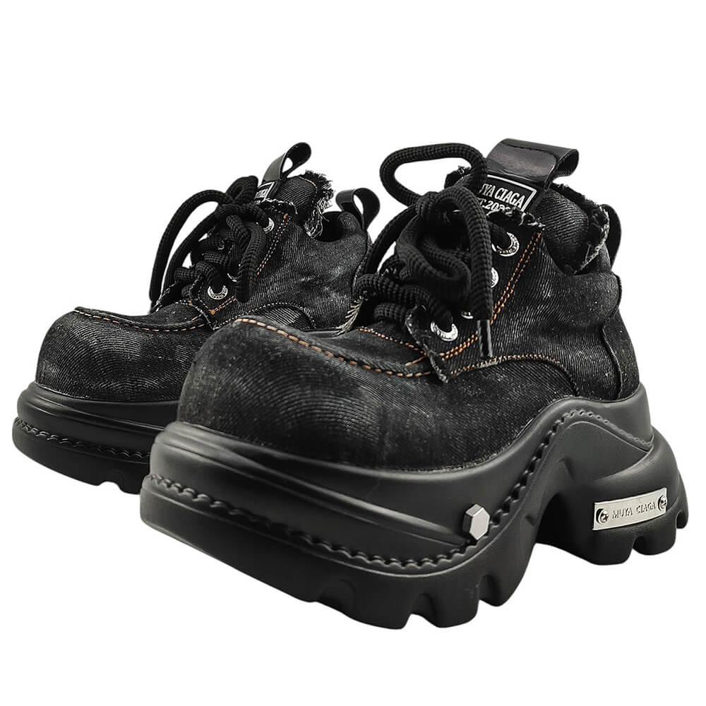 denim chunky platform boots boogzel clothing