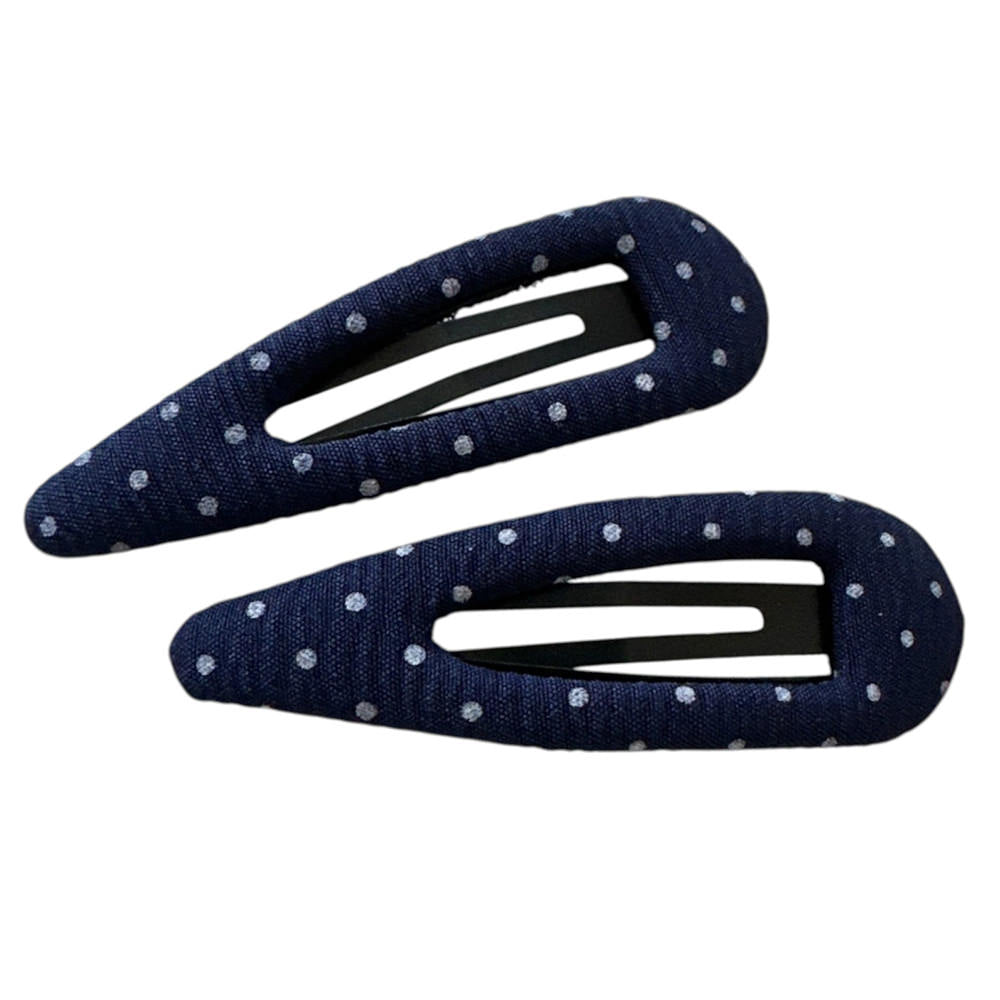 denim polka dot hair clips boogzel clothing