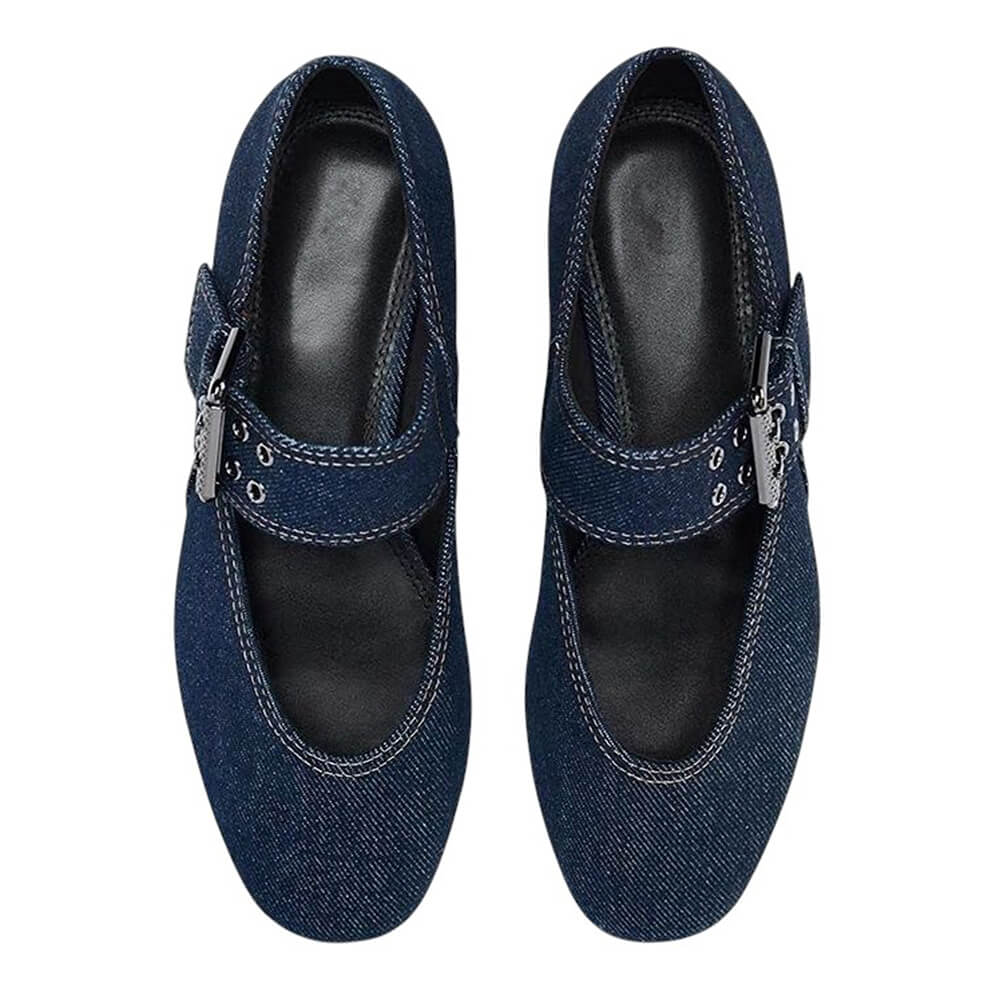 denim buckle strap mary jane flats boogzel clothing