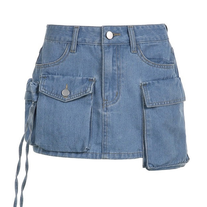 Denim Cargo Mini Skirt | BOOGZEL CLOTHING – Boogzel Clothing