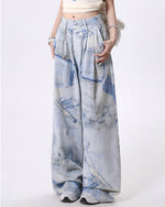 denim effect print trousers boogzel clothing