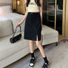 black denim knee length skirt boogzel clothing