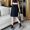 black denim knee length skirt boogzel clothing