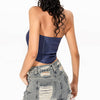 denim lace up corset tube top boogzel clothing