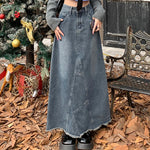vintage denim long skirt boogzel clothing