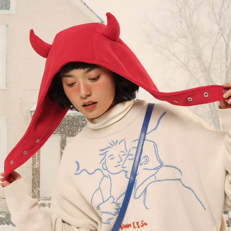 devil horns hood hat boogzel clothing