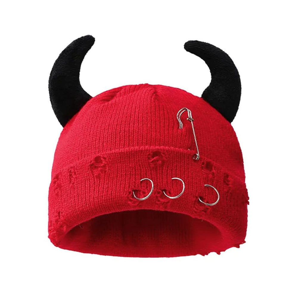devil horns knit beanie hat boogzel clothing
