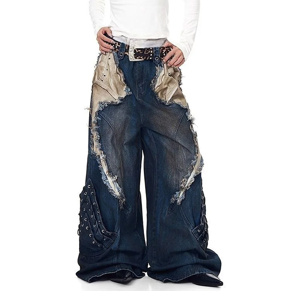 distressed wide leg jeans boogzel clothing