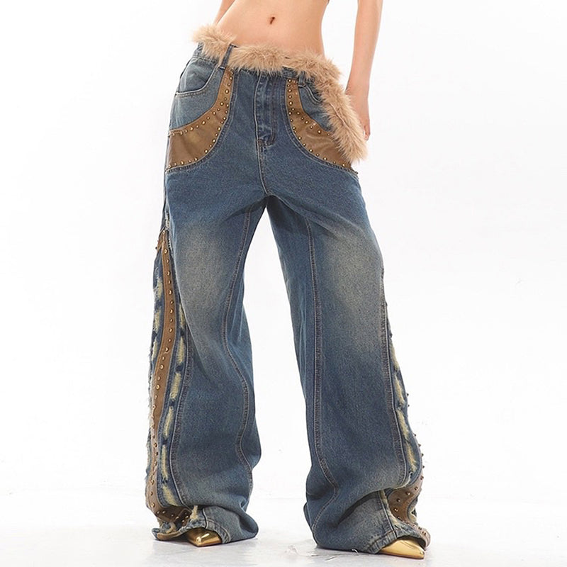 distressed blue wide jeans boogzel clothing