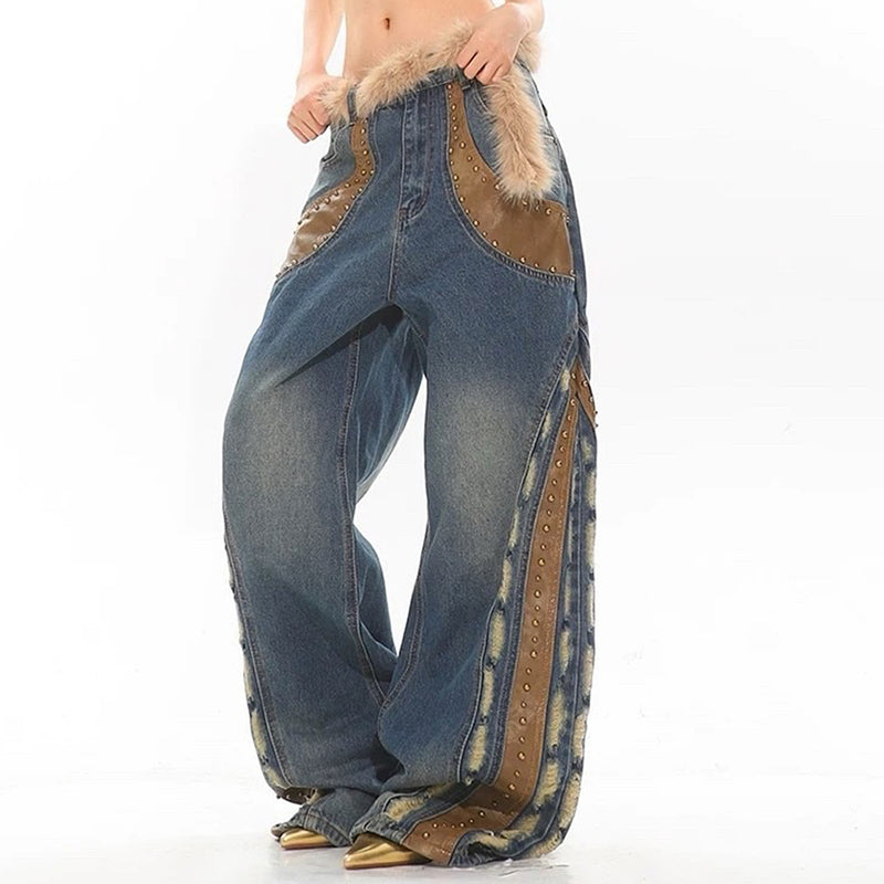 distressed blue wide jeans boogzel clothing