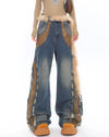 distressed blue wide jeans boogzel clothing