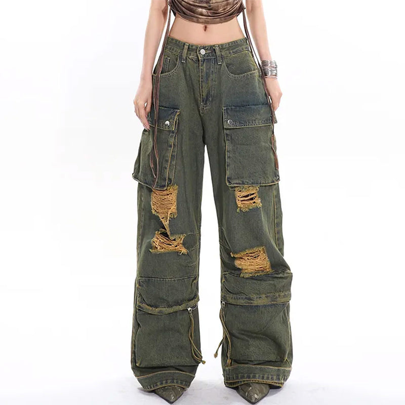 distressed cargo jeans boogzel clothing