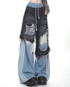 distressed double effect layered jeans boogzel clothing