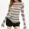 distressed striped knit sweater boogzel clothing