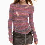 distressed striped knit sweater boogzel clothing