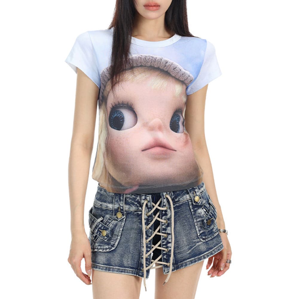doll face print t-shirt boogzel clothing