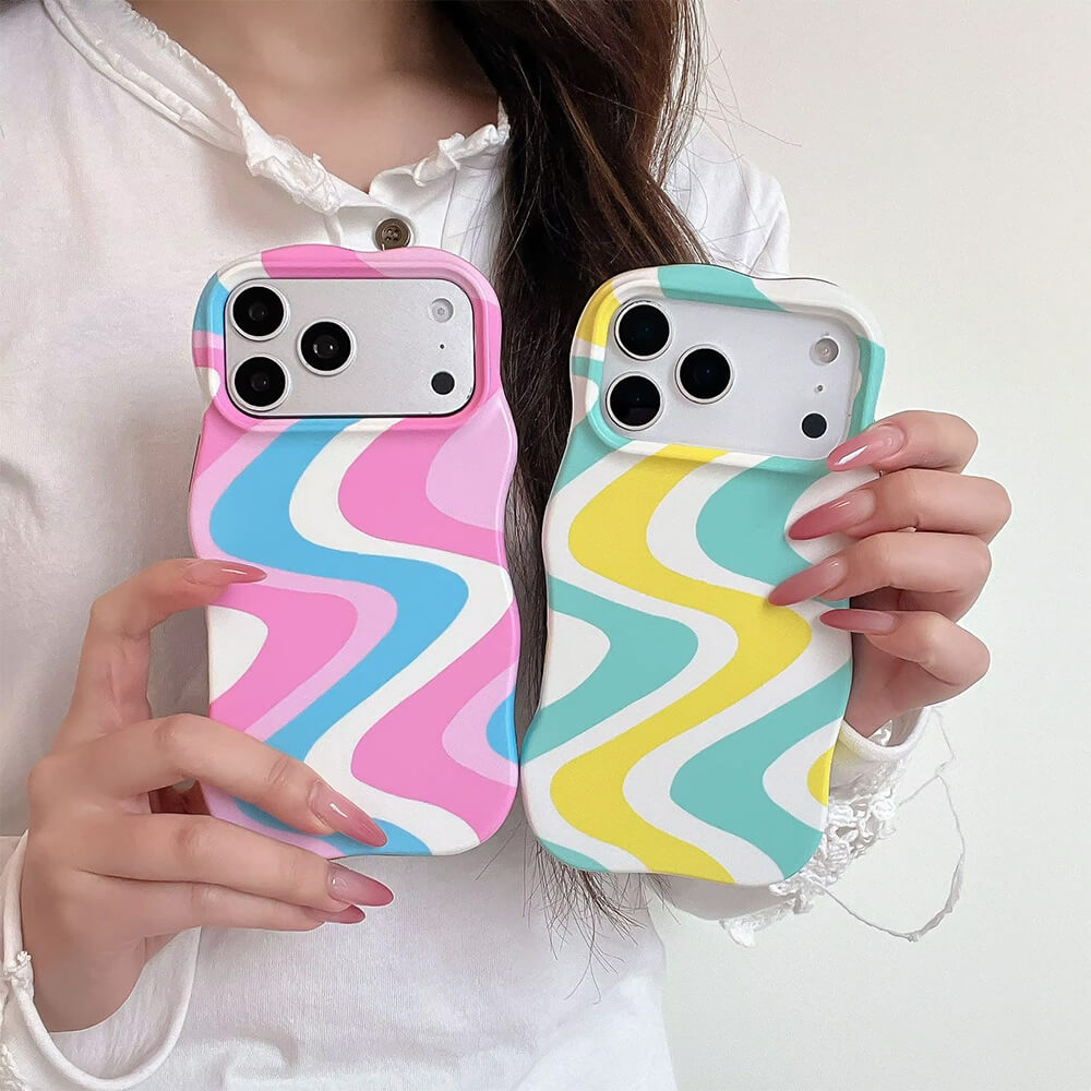 dopamine aesthetic wavy stripe iphone case boogzel clothing