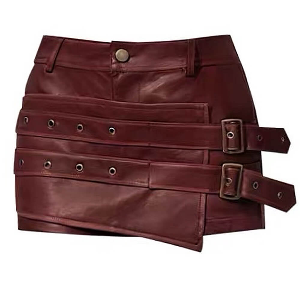 double buckle leather micro skirt boogzel clothing