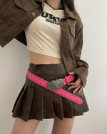 Y2K Pink Double Heart Belt - Y2k outfit  boogzel clothing
