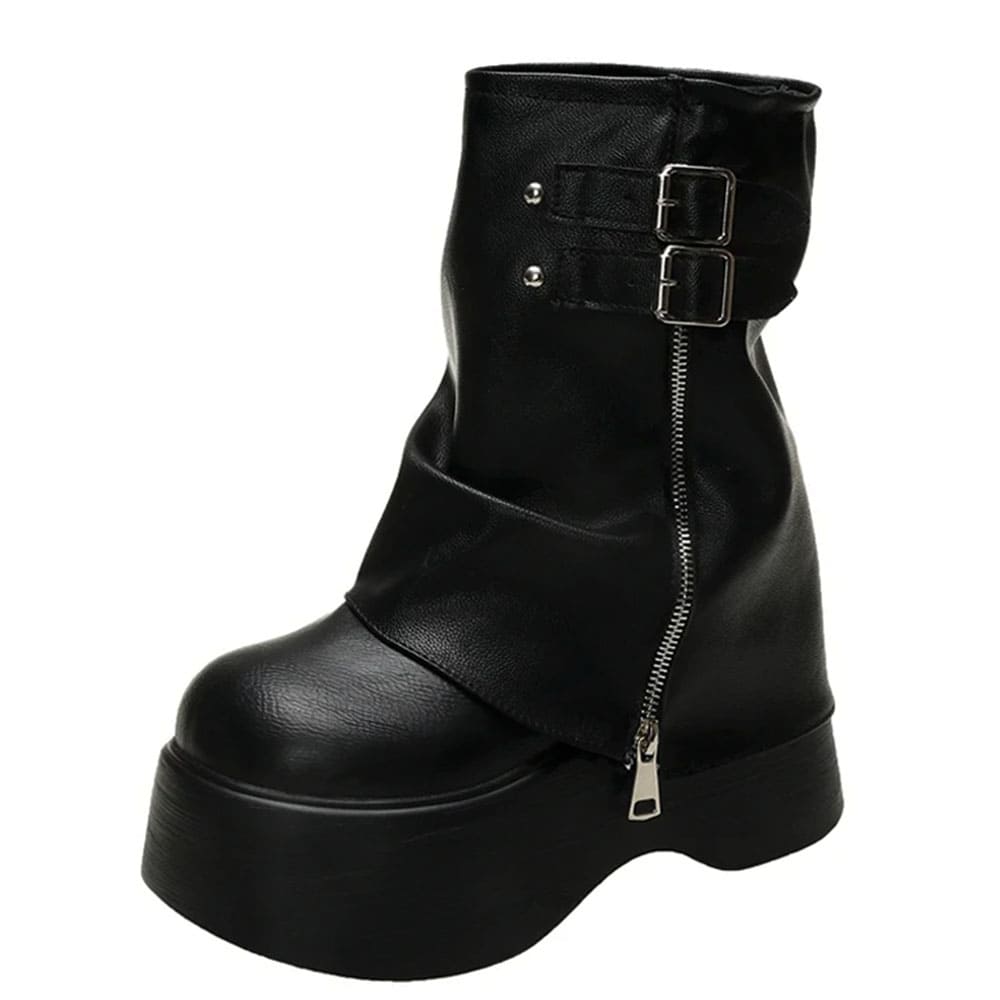 double buckle chunky boots boogzel clothing