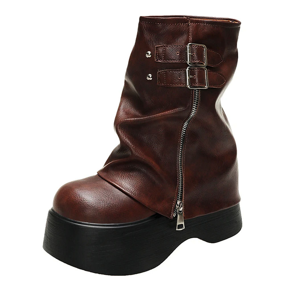double buckle chunky boots boogzel clothing