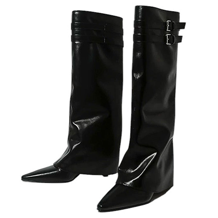 double buckle knee high boots boogzel clothing