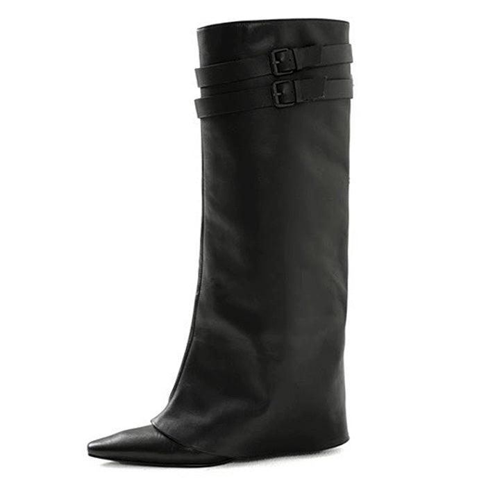 double buckle knee high boots boogzel clothing