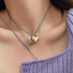 double heart chain necklace boogzel clothing