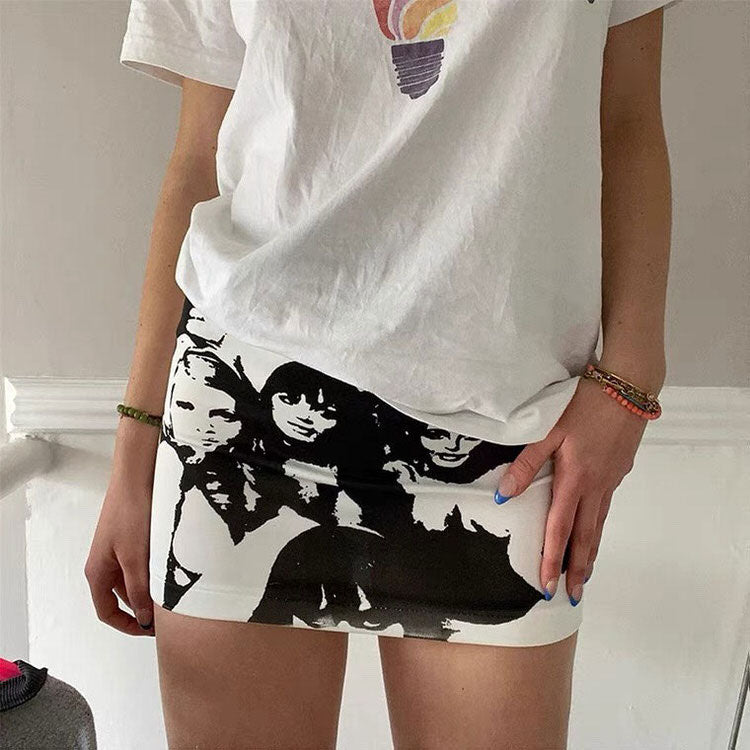 Downtown Girl Aesthetic Print Skirt boogzel clothing