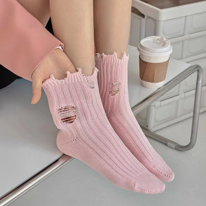 pink destroyed socks boogzel clothing