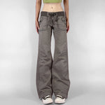 downtown girl drawstring denim pants boogzel clothing