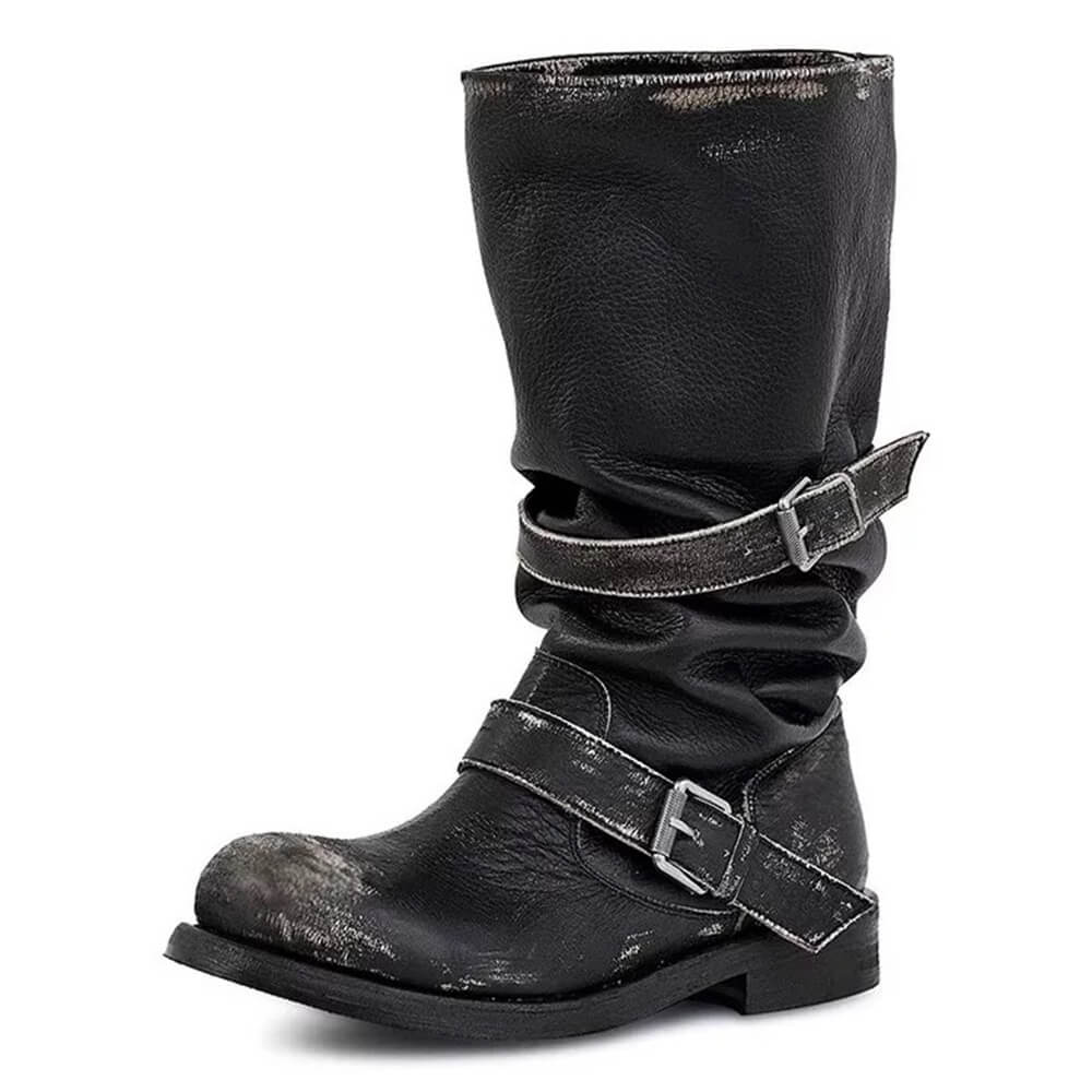 dusty road mid calf buckle boots boogzel clothing