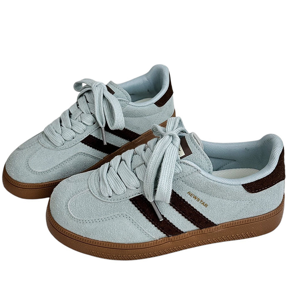 dusty blue and brown stripe sneakers boogzel clothing