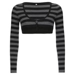 emo aesthetic striped long seeve top boogzel clothing