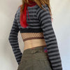 emo aesthetic striped long seeve top boogzel clothing