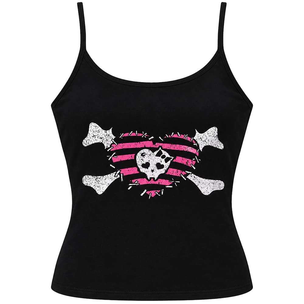 emo girl skull and bones tank top boogzel clothing