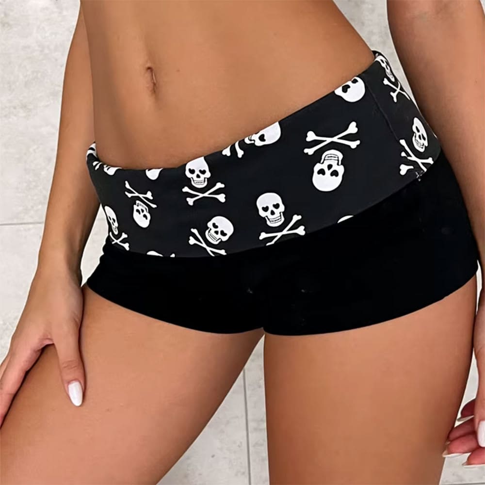 emo girl skull mini shorts boogzel clothing