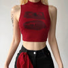 eyes print red crop top boogzel clothing