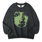 face print grunge oversized sweatshirt boogzel clothing