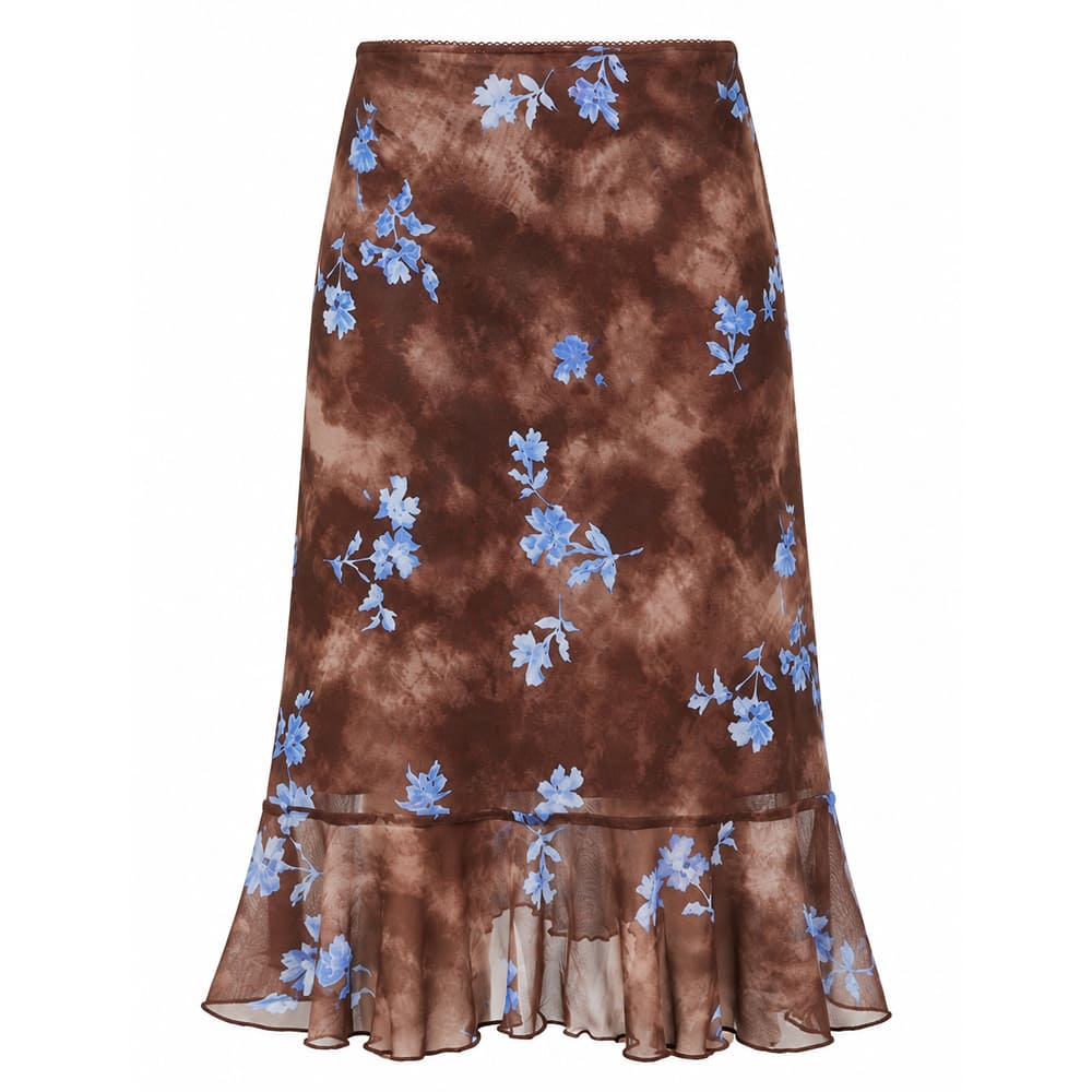 fairycore blue floral ruffle skirt boogzel clothing