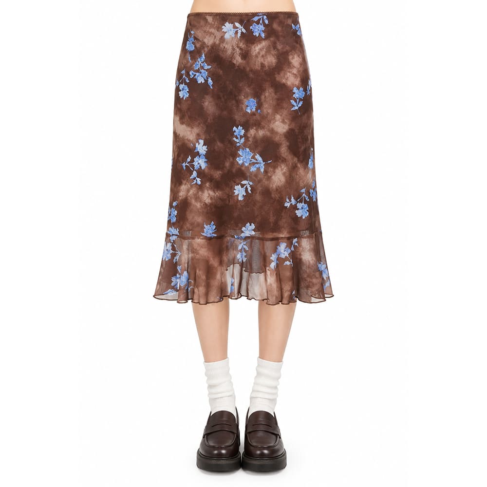 fairycore blue floral ruffle skirt boogzel clothing