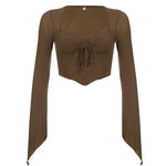 fairycore brown long sleeve top boogzel clothing