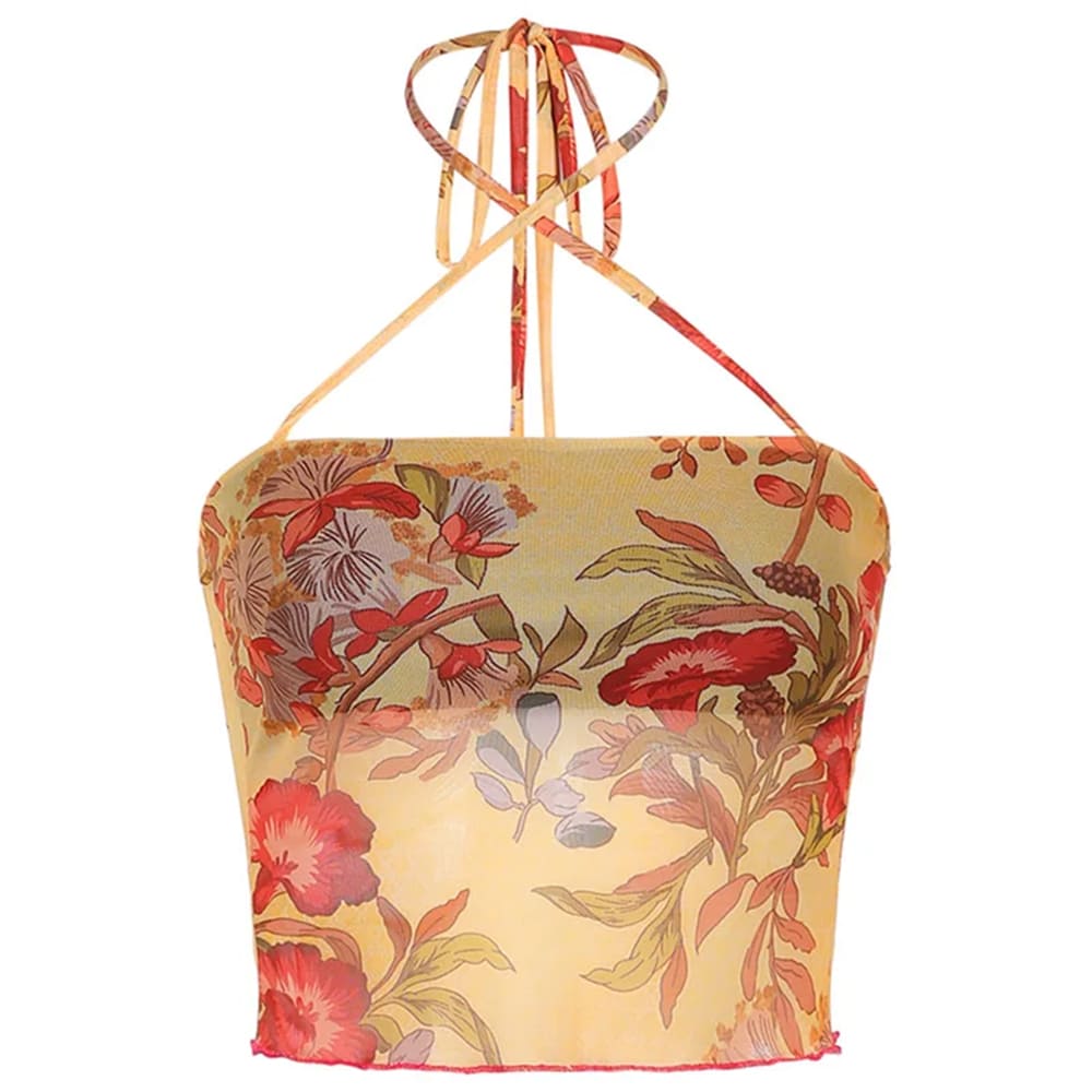 fairycore floral mesh halter top boogzel clothing