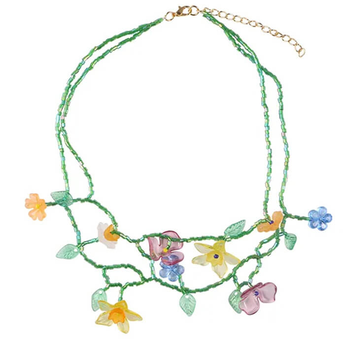 fairycore flower layered necklace boogzel clothing