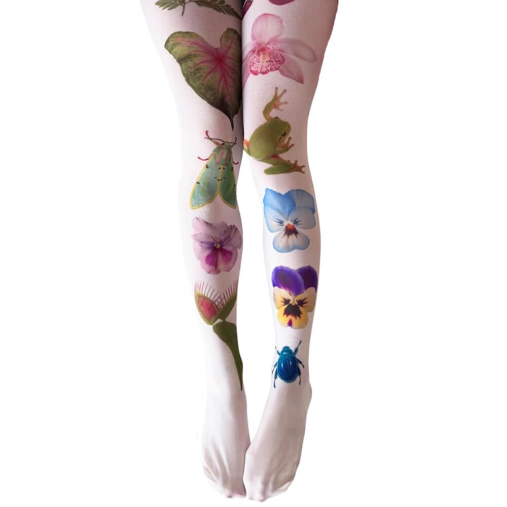 fairycore lotus print tights boogzel clothing