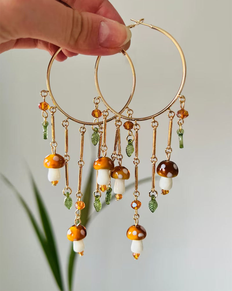 fairy mushroom hoop earrings boogzel clothing